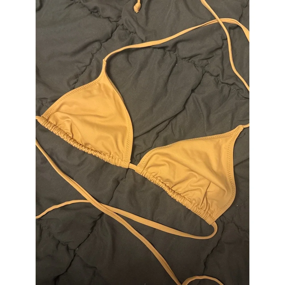 Skims Light Brown‎ Triangle Tie String Bikini Top, Size Medium